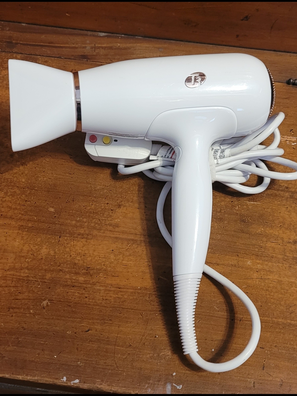 T3 White Hair Dryer with Rose Gold Trim - Picture 3 of 4